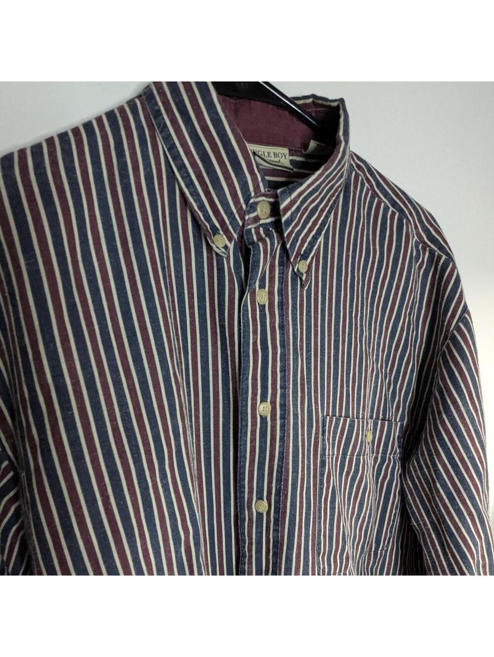 Vintage Bugle Boy Original 90s Striped Ramie Cotton Button Down Shirt